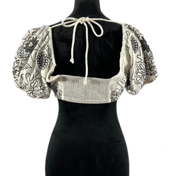 Free People Lotus embroidered White Floral  Off-Shoulder Top,Large - Picture 3 of 7